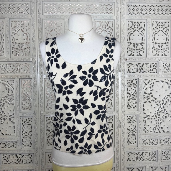 Ann Taylor Tops - Ann Taylor Silk Ribbed Tank Top Sz S Sequin Beaded Fairy Dainty Whimisgoth